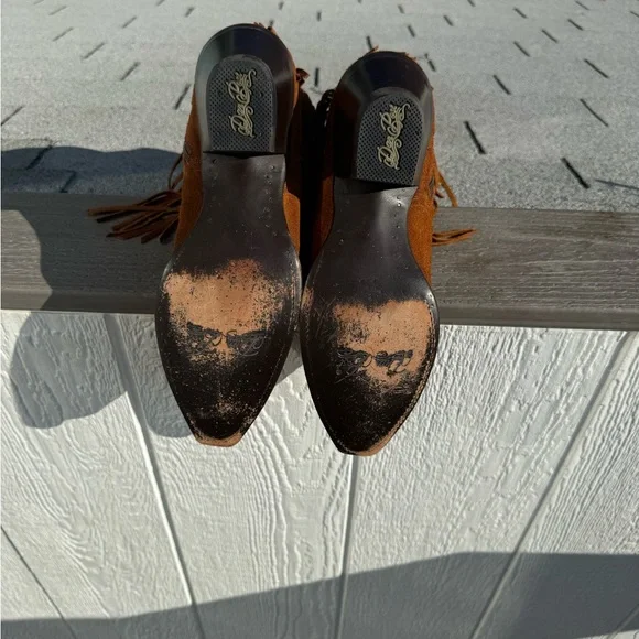Dan Post Brown Fringe Ankle Boots - Picture 5 of 6